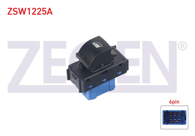 Zegen ZSW1225A Glass Release Switch Single Blue with Socket 6 Pin C-Elysee-301 2012 — Switches & Relays