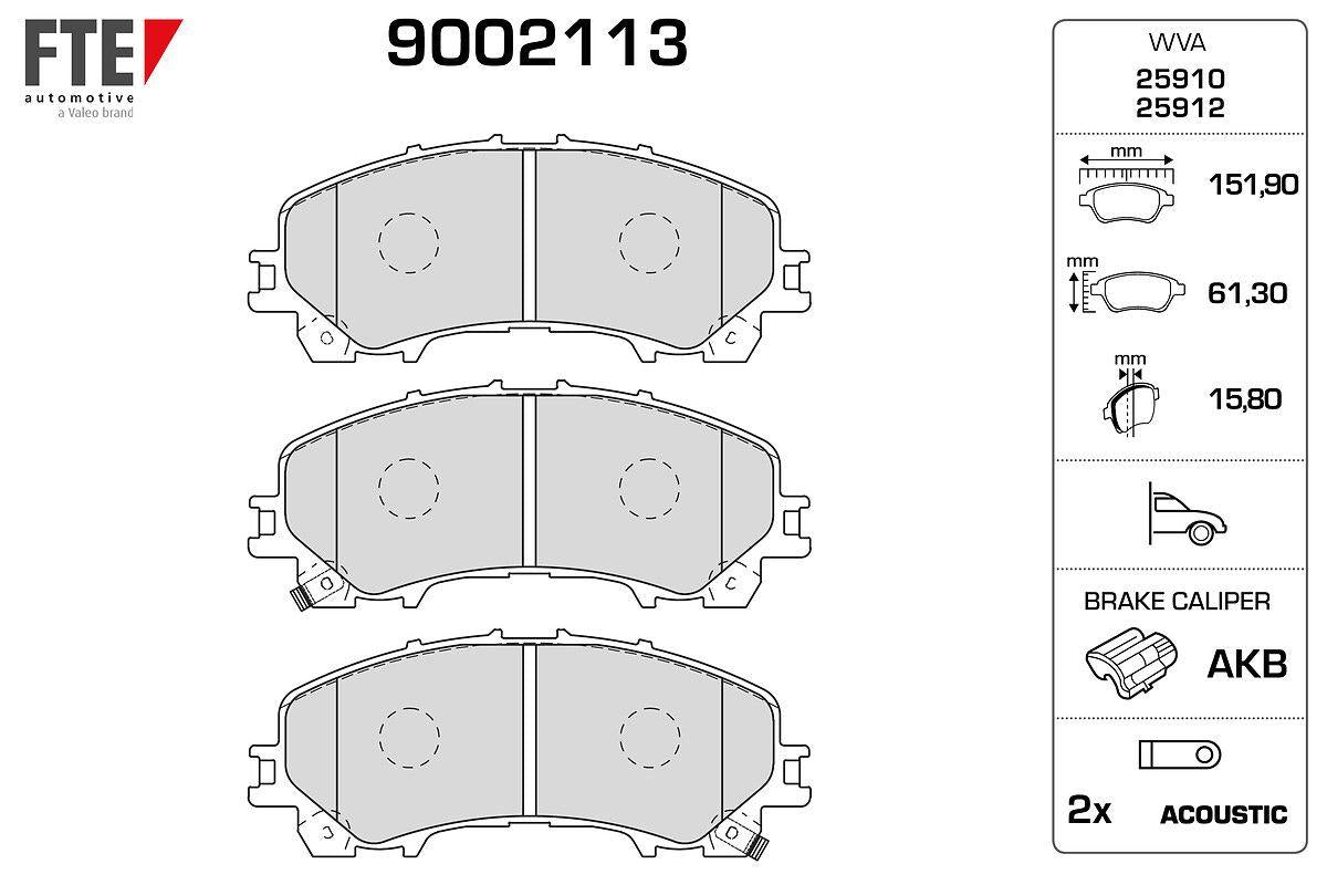 Fte 9002113 Brake Pad Front Nissan X-Trail 1.6 DiG T 1.6 dCi 2015- X Trail 2.0 dCi 2016- (7 Koltuk) — Brake Pads