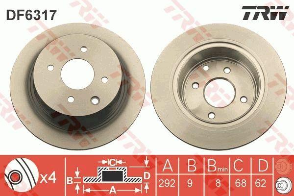 TRW DF6317 Rear Disc Brake - Quality Brake Disc for Cube 08 — Brake Rotors & Drums