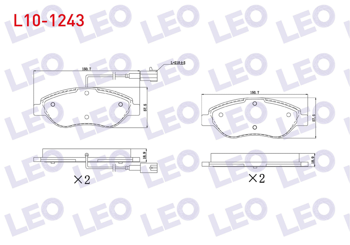 LEO L10-1243 Brake Pad Front with Connector Fiat Stilo (192) 1.4 16V 2001-2010 / MiTo (955) 1.4 T 2008-/ MiTo (9 — Brake Pads