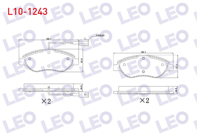 LEO L10-1243 Brake Pad Front with Connector Fiat Stilo (192) 1.4 16V 2001-2010 / MiTo (955) 1.4 T 2008-/ MiTo (9 — Brake Pads