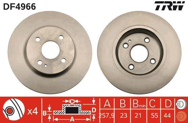 TRW DF4966 Brake Disc Front Ford Fiesta Saloon Hatchback Mazda 2 Saloon 2012-2012 — Brake Rotors & Drums