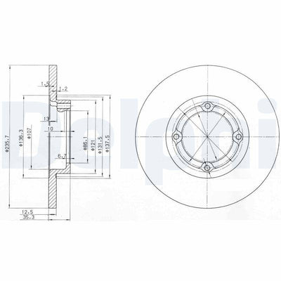 Delphi BG3551 Brake Disc Chevrolet Spark 05-236 mm Front — Brake Rotors & Drums