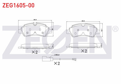 Zegen ZEG1605-00 Brake Pad with Connector Rear Ford Transit (Pair Wheel) 2.2 TDCi 17.00mm 2014 — Brake Pads