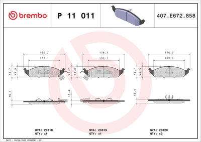 Brembo P11011 Brake Pad Front Low-Met Chrysler — Brake Pads