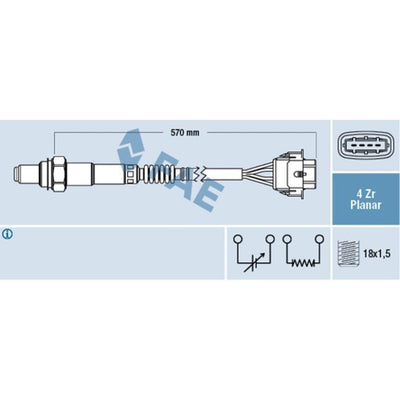 FAE 77154 Opel Corsa C 1.2 Gasoline (Z12XE) Katalizatördeki Konum 1 Oxygen Sensor — Oxygen & Air-Fuel