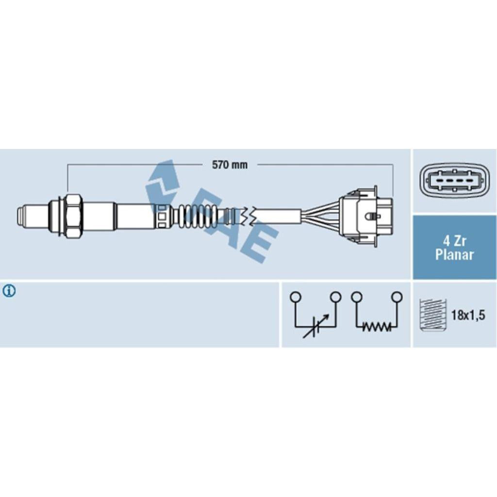 FAE 77154 Opel Corsa C 1.2 Gasoline (Z12XE) Katalizatördeki Konum 1 Oxygen Sensor — Oxygen & Air-Fuel