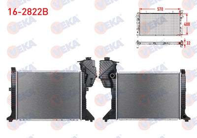 Veka 16-2822B Water Radiator Brazing Mercedes Sprinter (W901) 208 D Short Body M-T Ac-1995-2000 — Radiators & Fans