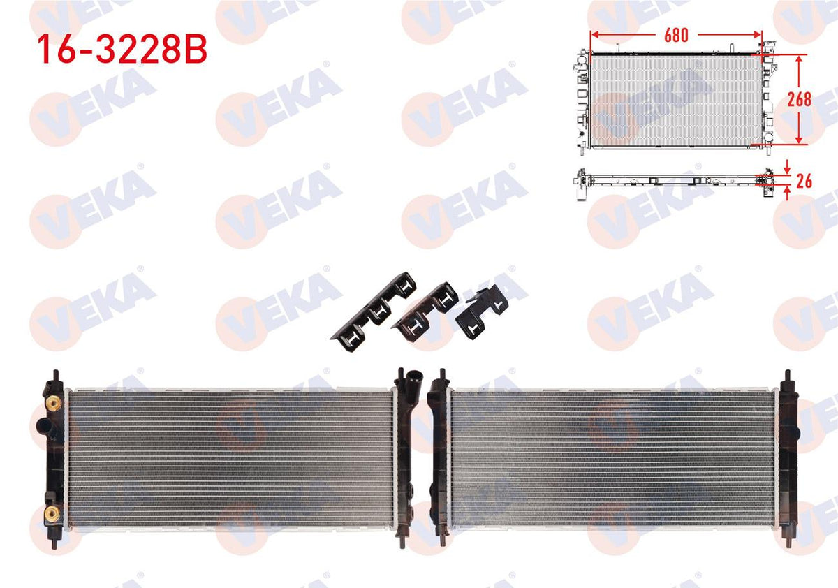 Veka 16-3228B Su Radiator Brazing Opel Corsa B 1.2I A-T 1993-2000 — Radiators & Fans