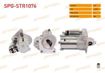 SPAGO SPG-STR1076 Starter Motor 12V 1.2Kw 11 Outer Cw (Str5518) Focus II III-Mondeo IV-Connect 13-(1.5 — Starting & Charging