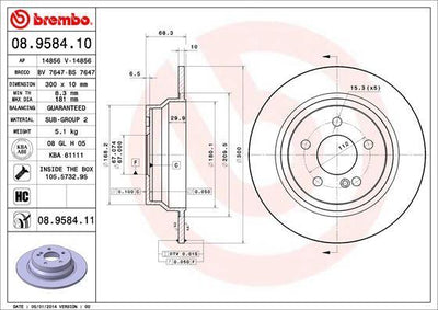 Brembo 08.9584.10 Brake Disc Rear Mercedes W211 W212 W218 C218 X218 S211 S212 Set of 2 — Brake Rotors & Drums