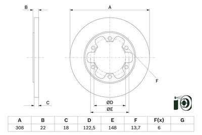 Bosch 0986479D43 Disc Rear filled Ford Transit V363 14- Pair Wheel Set of 2