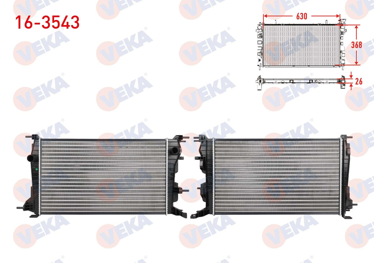 Veka 16-3543 Su Radiator Mechanical Renault Fluence (L30) 1.5 dCi A-T / M-T Ac + /-2009 — Radiators & Fans