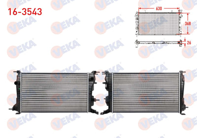 Veka 16-3543 Water Radiator Mechanical Renault Fluence (L30) 1.5 dCi A-T / M-T Ac + /-2009 — Radiators & Fans