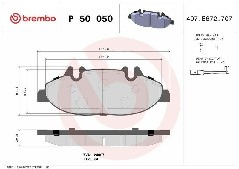 Brembo P50050 - Low-Met Front Brake Pads for Mercedes-Benz