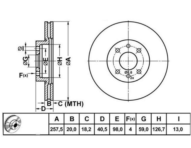 MGA 50100C Front Brake Disc Set Coated Fiat Linea Doblo Palio 2003 > 2013 Set of 2 — Brake Rotors & Drums