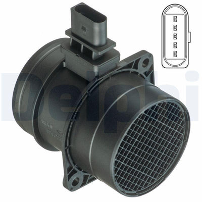Delphi AF10407-12B1 Mass Air Flow Sensor Volkswagen Transporter T5 Golf V/VI Passat Jetta A3 A4 A — Engine Management Sensors