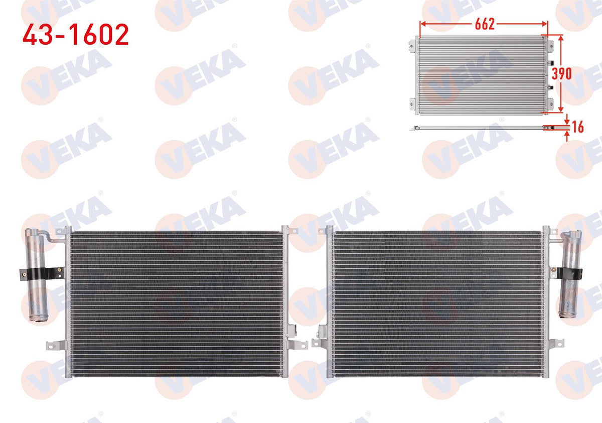 Veka 43-1602 A/C Condenser Chevrolet Lacetti (J200) 1.4i 16V A-T / M-T 2006-2012 — Condensers & Evaporators