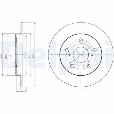 Delphi BG4233 Rear Brake Disc Toyota Auris/Corolla 07-13 259x5 Gasoline — Brake Rotors & Drums