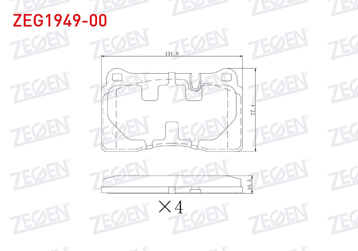 Zegen ZEG1949-00 Brake Pad Front VW Touareg 2.5 TDI 2004-2010-3.0 TDI 2004-2018-3.2 2002-2006 / Seat Leon 2.0 TD — Brake Pads