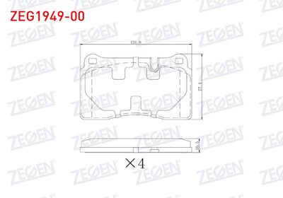 Zegen ZEG1949-00 Brake Pad Front VW Touareg 2.5 TDI 2004-2010-3.0 TDI 2004-2018-3.2 2002-2006 / Seat Leon 2.0 TD — Brake Pads