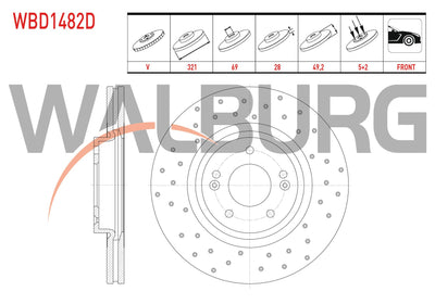 WALBURG WBD1482D Brake Disc Front Air Performance Drilled 5 Bjn 321X28x69x49 — Brake Rotors & Drums