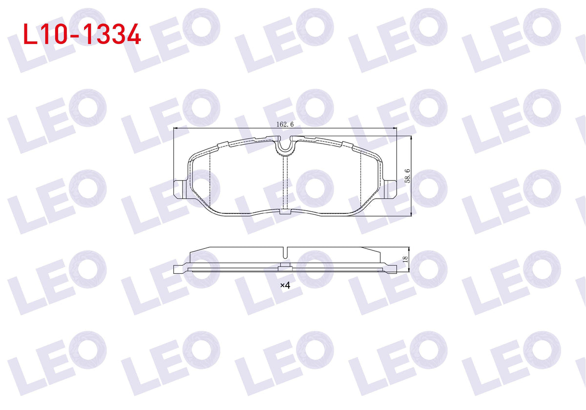 LEO L10-1334 Brake Pad Front Land Rover Rangerover III 3.0 TD 6 2002-2012 / Land Rover Discovery (Taa) 2.7 TD 20 — Brake Pads