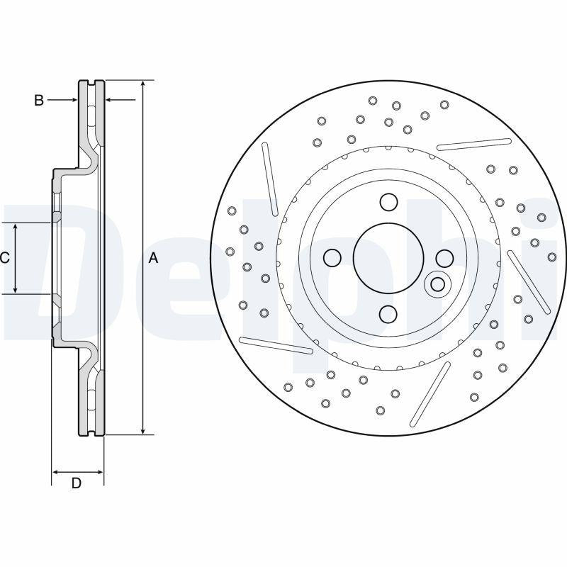 Delphi BG4789C Brake Disc (Twin Pack)-Painted, Drilled — Brake Rotors & Drums