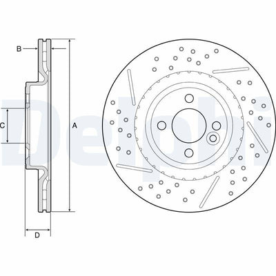 Delphi BG4789C Brake Disc (Twin Pack)-Painted, Drilled — Brake Rotors & Drums