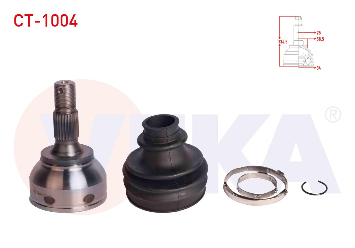 Veka CT-1004 CV Joint Left-Right Front Outer Citroen C4 (B7) 1.6 HDi 25X34x58,50 Length 134 — Axles, CV Joints & Boots