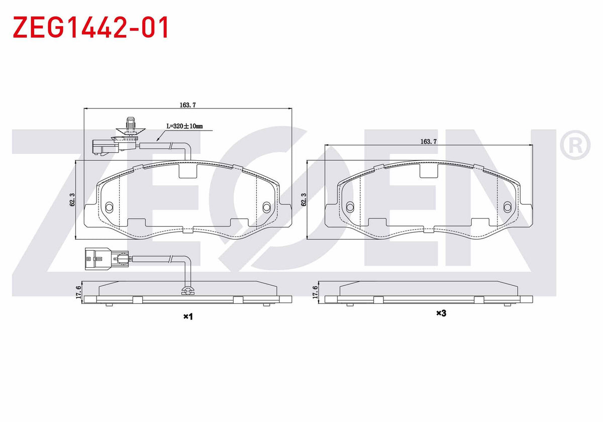 Zegen ZEG1442-01 Brake Pad Rear with Connector Renault Master III (Fv) 2.3 dCi Pair Wheel 2010-/ Opel Movano B 2 — Brake Pads