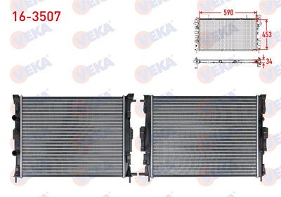 Veka 16-3507 Water Radiator Mechanical Renault Megane II (Bm0 / 1,Cm0 / 1) 1.5 dCi A-T / M-T 2002-2008 — Radiators & Fans