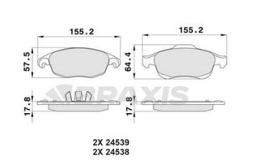 BRAXIS AA0023 Front Brake Pad C4 Picasso C4 II Ds4 1.6 HDi 110 / 1.8 16V 10 / 06 Partner Tepe Berlingo III P5008 — Brake Pads