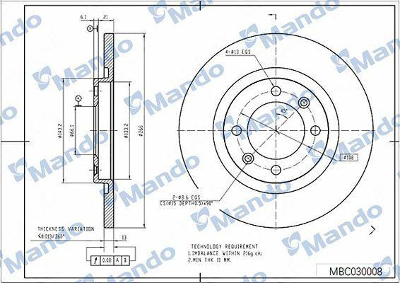MANDO Disc Brake Assembly MBC030008 — Brake Rotors & Drums