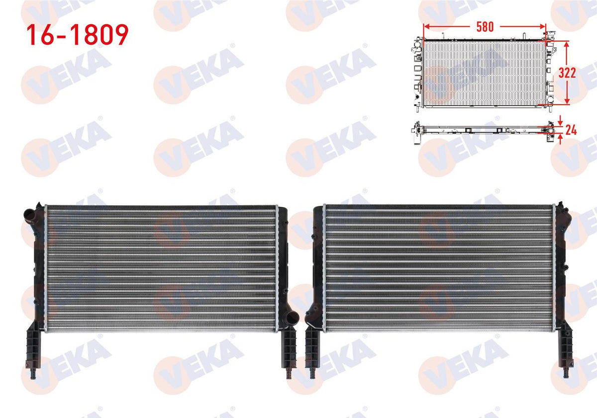 Veka 16-1809 Su Radiator Mechanical Fiat Doblo (119,223) 1.2i M-T 2001-2010 — Radiators & Fans