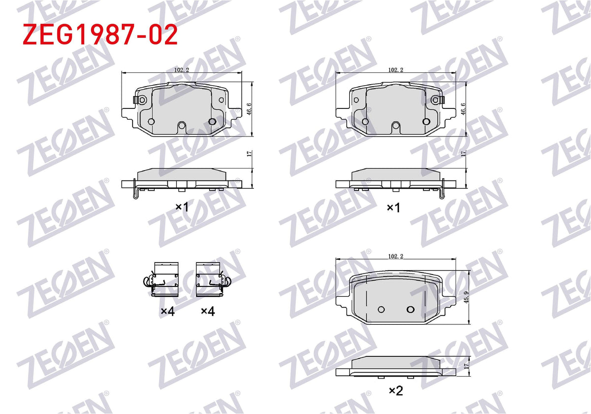 Zegen ZEG1987-02 Brake Pad Rear Nissan Qashqai III (J12) 1.3 DiG-T 2021-/ Renault Kangoo 2021 — Brake Pads