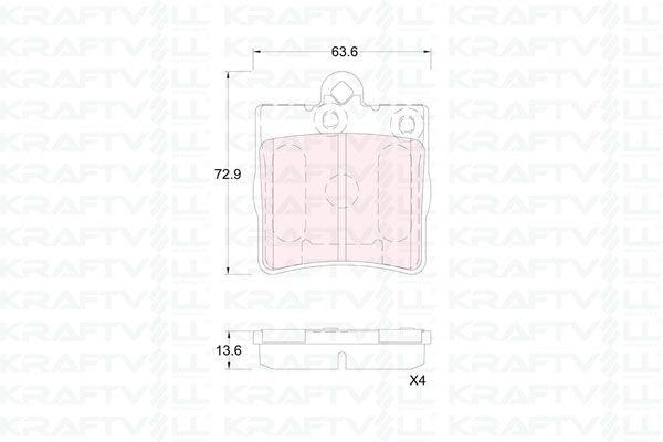 Kraftvoll 07010357 Brake Pad Rear W202 95 > 00 S202 96 > 00 W203 00 > 07 Cl203 08 > 11 W210 95 > 00 R170 96 > 00 — Brake Pads