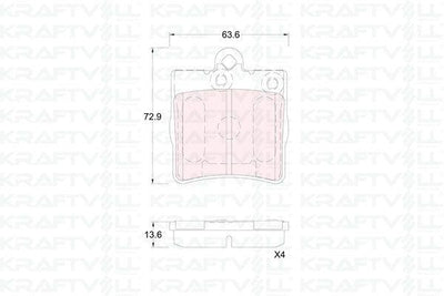Kraftvoll 07010357 Brake Pad Rear W202 95 > 00 S202 96 > 00 W203 00 > 07 Cl203 08 > 11 W210 95 > 00 R170 96 > 00 — Brake Pads