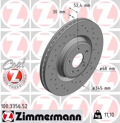 Zimmermann 100.3356.52 Brake Disc Front Sport A4 A5 A6 A7 Q5 2009 > Macan 14 — Brake Rotors & Drums