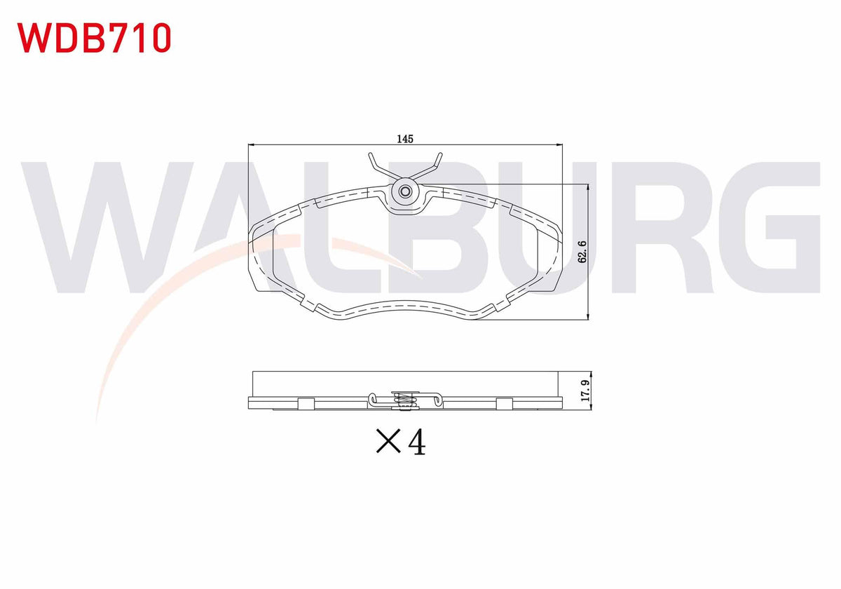 WALBURG WDB710 Brake Pad Front Renault Traffic II 1.9 dCi-2.0 dCi 2001-2014 / Opel Vivaro (J7) 1.9 DI-2.0 CDTi-2 — Brake Pads