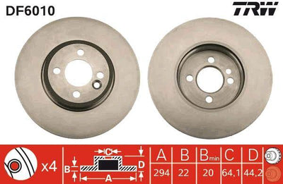 TRW DF6010 Disc Front Mini Cooper R55 / 56 / 57 Set