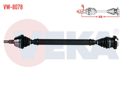 Veka VW-8078 Complete Axle Right Front Volkswagen Golf IV (1J1) 1.6i 16V (Bcb) M-T Length 810mm 19 — Axles, CV Joints & Boots