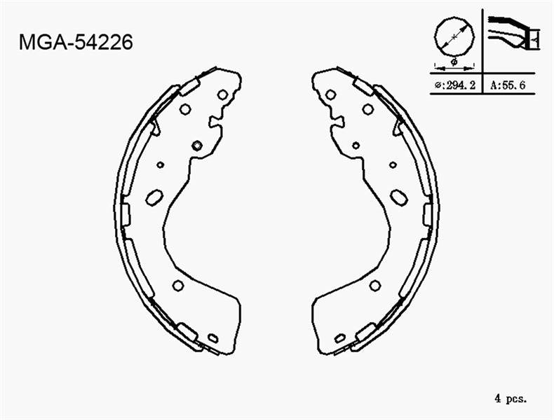 MGA 54226 Brake Pad Rear Brake Shoe (Nissan :Navara 06 > 2Wd 4Wd / Navara 2.3 Dt 15 > / Ford: Range — Brake Cables & Hardware