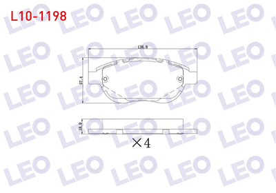 LEO L10-1198 Brake Pad Front Peugeot 307 1.6 2000-2007 / 307 1.6 HDi 2000-2007 / 207 1.4i 2006-2012 / 207 1.6i 1 — Brake Pads
