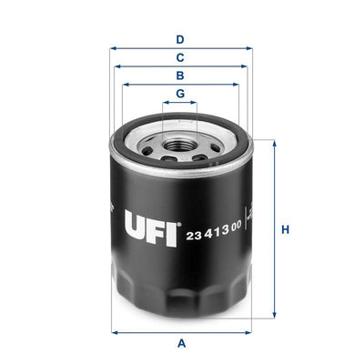 Ufi 23.413.00 Oil Filter Ford Fiesta/Focus/Mondeo/B-Max/C-Max/Fusion/Kuga/S-Max/