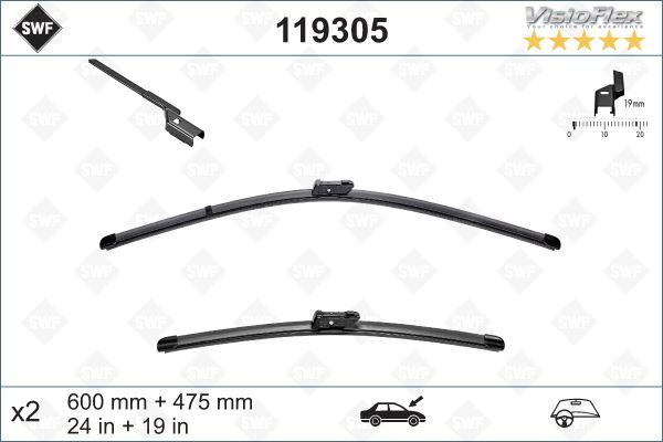 Valeo 119305 Wiper Blade Set 60 + 48Cm 06 > Golf.5.6-Jtt-Pss-Caddy-Vectra.C — Wipers