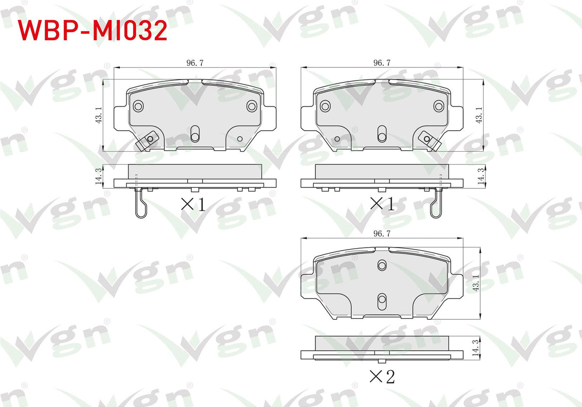 WGN WBP-MI032 Brake Pad Rear with Wear Indicator Mıtsubıhı Eclipse Cross 2018 — Brake Pads