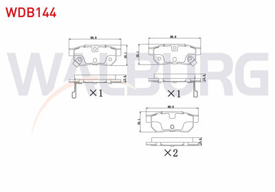 WALBURG WDB144 Brake Pad Rear with Wear Indicator Honda Civic IV 1.4i 1987-1993 / Civic IV 1.5i 1987-1993 / Acco — Brake Pads