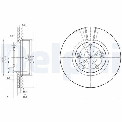 Delphi BG2697 Brake Disc Front Espace III 96-02 2.0/2.2 TD/V6 24V/1.9 DTi/Kangoo Express 1.5 dCi/Lagun — Brake Rotors & Drums
