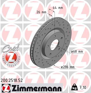 Zimmermann 200.2518.52 Nissan Qashqai 07-13, X-Trail 08-13, Juke 11-17 Front Brake Disc — Brake Rotors & Drums